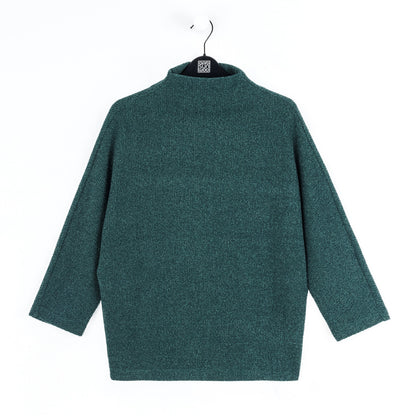 Clara Sunwoo Great Value - Plush Ribbed - Funnel Neck Sweater - Hunter Green - Final Sale