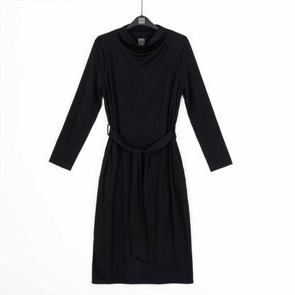 Clara Sunwoo Trusted - Lightweight Ponte - Tie Waist Pocket Midi Dress - Black - Final Sale!