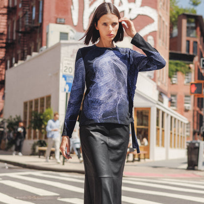 Clara Sunwoo Special Offer - Lightweight Cozy - Side Pull-Tie Sweater Top - Electric Swirl - Final Sale
