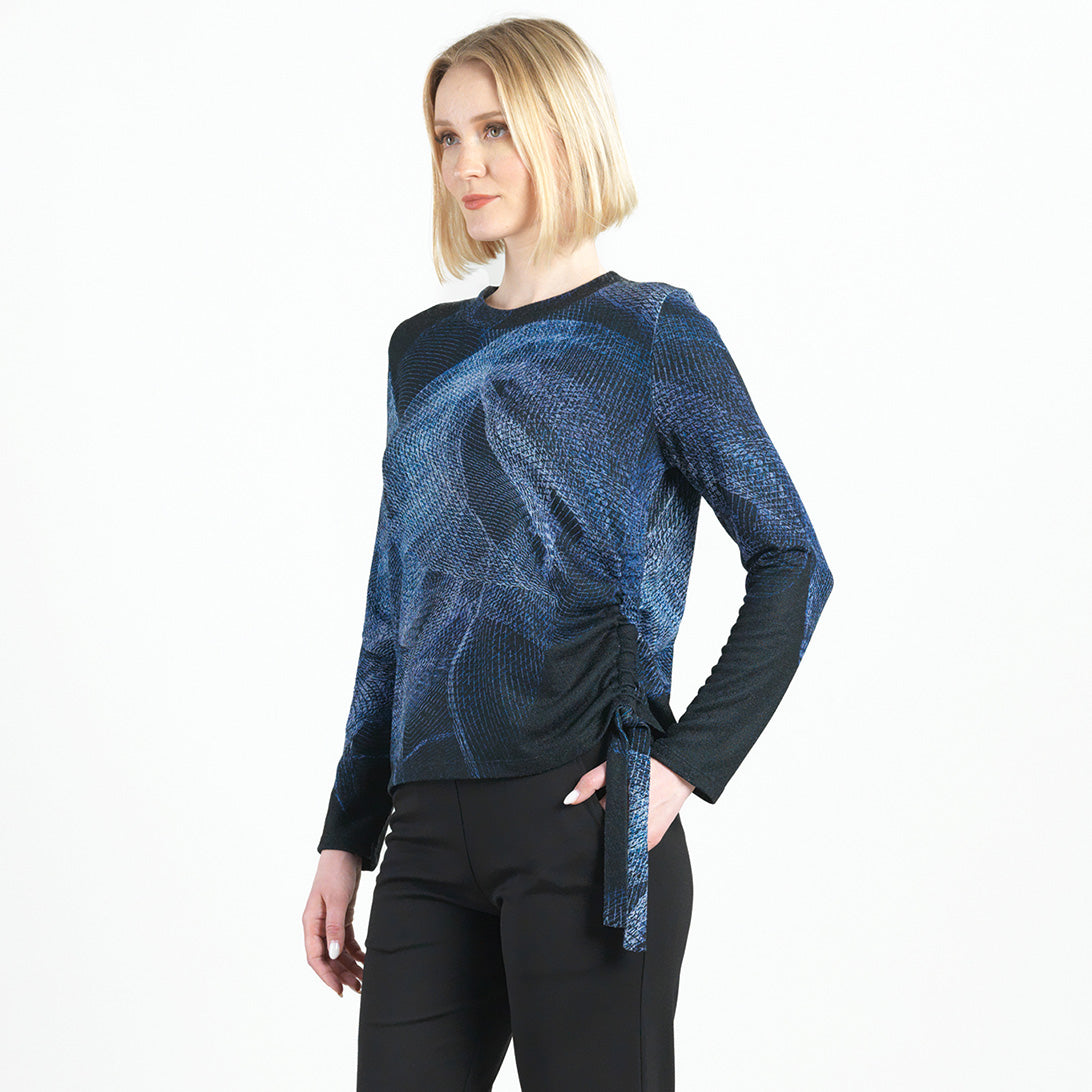 Clara Sunwoo Special Offer - Lightweight Cozy - Side Pull-Tie Sweater Top - Electric Swirl - Final Sale