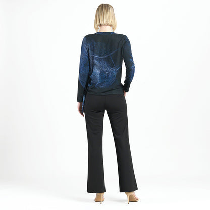Clara Sunwoo Special Offer - Lightweight Cozy - Side Pull-Tie Sweater Top - Electric Swirl - Final Sale