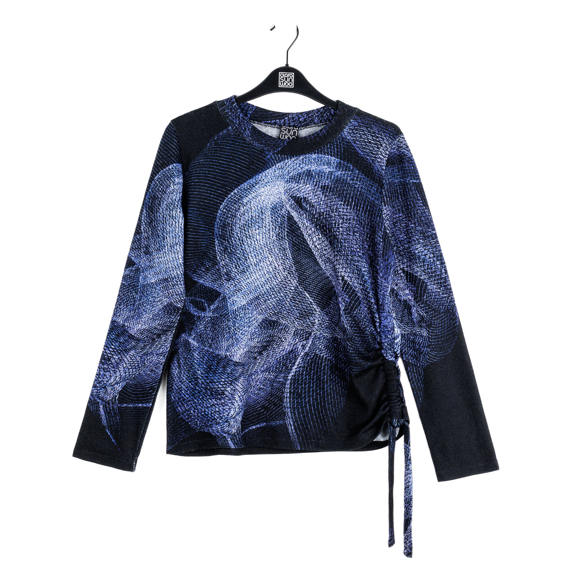 Clara Sunwoo Special Offer - Lightweight Cozy - Side Pull-Tie Sweater Top - Electric Swirl - Final Sale