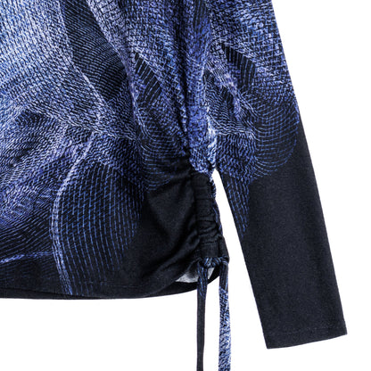 Clara Sunwoo Special Offer - Lightweight Cozy - Side Pull-Tie Sweater Top - Electric Swirl - Final Sale