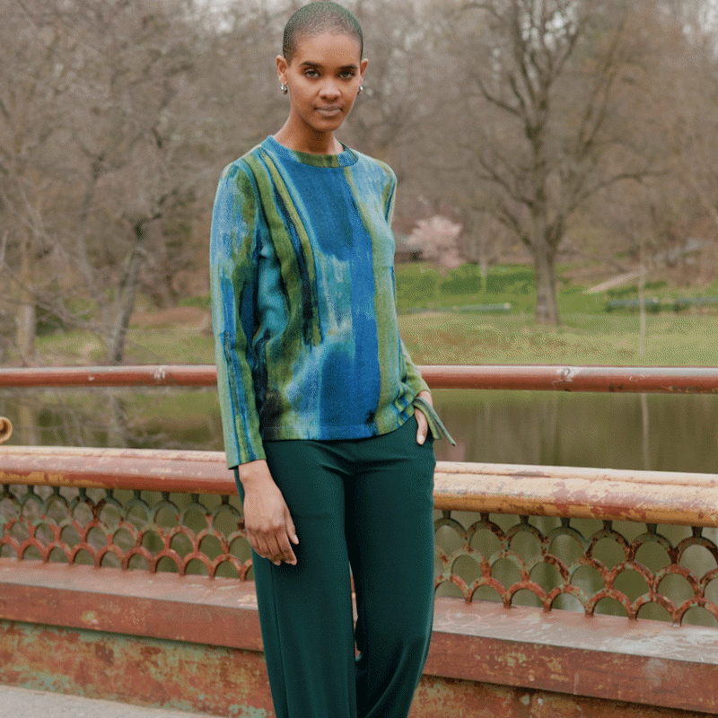 Clara Sunwoo Classic - Lightweight Cozy - Side Pull-Tie Sweater Top - Paint Stroke - Limited Sizes