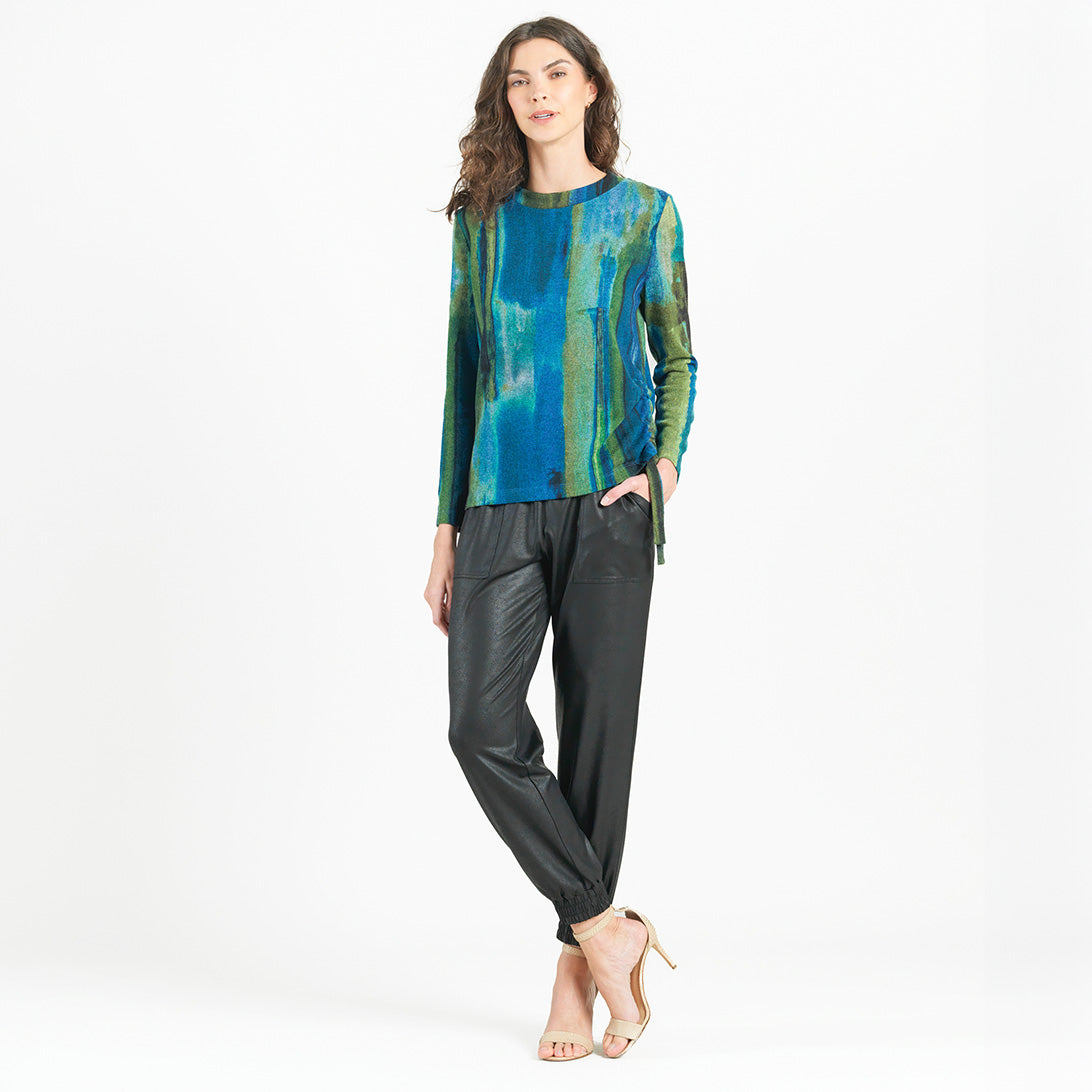 Clara Sunwoo Classic - Lightweight Cozy - Side Pull-Tie Sweater Top - Paint Stroke - Limited Sizes
