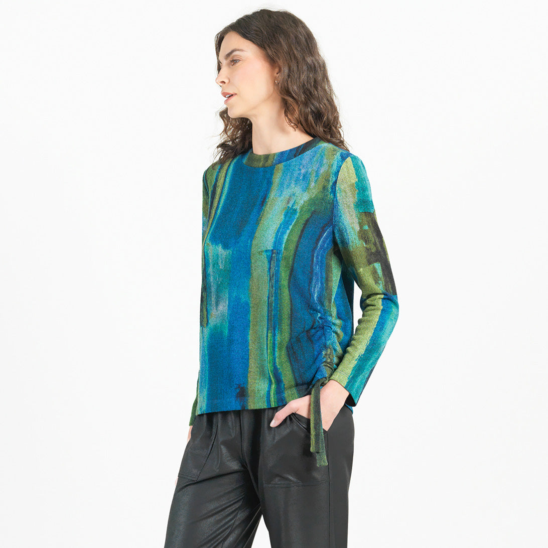 Clara Sunwoo Classic - Lightweight Cozy - Side Pull-Tie Sweater Top - Paint Stroke - Limited Sizes