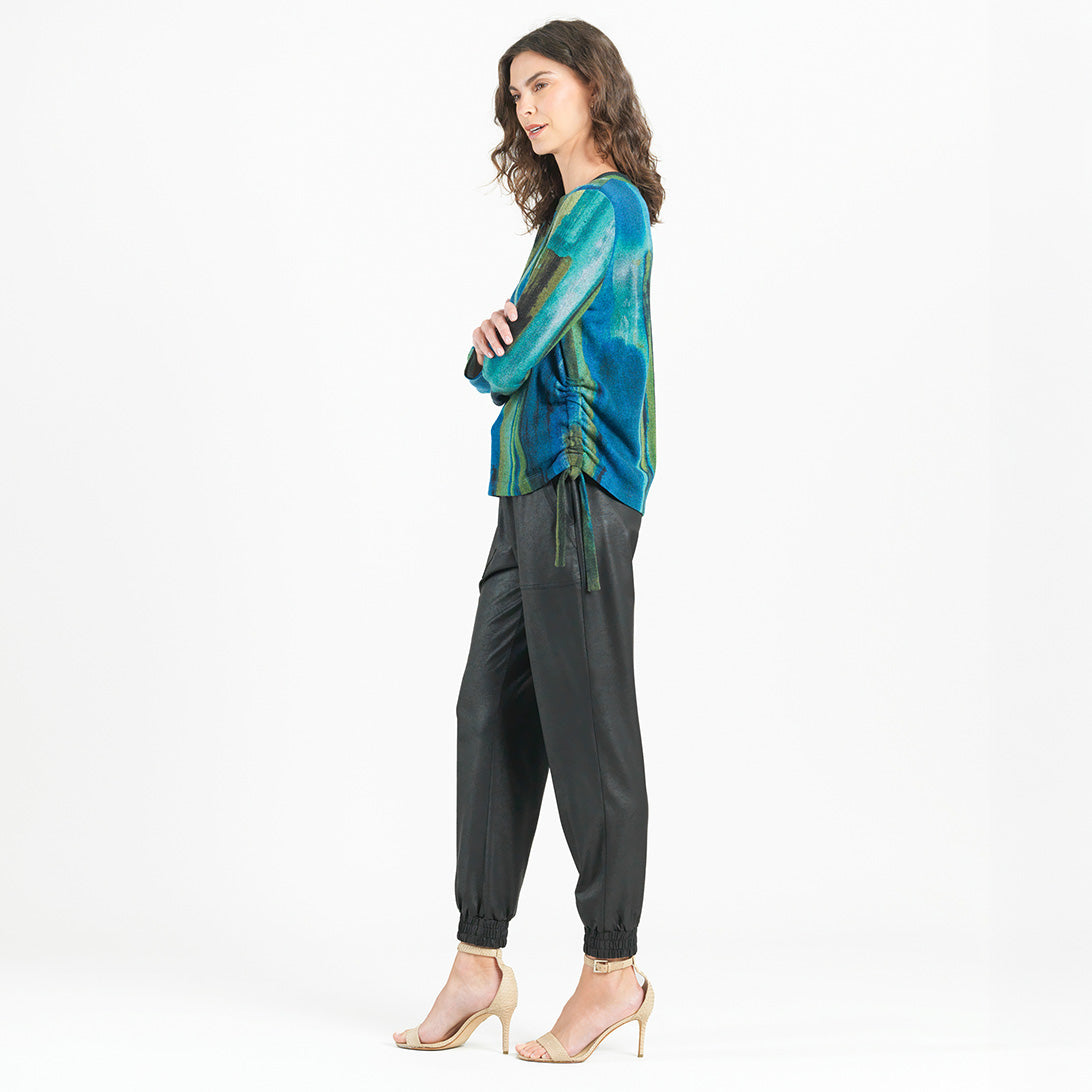 Clara Sunwoo Classic - Lightweight Cozy - Side Pull-Tie Sweater Top - Paint Stroke - Limited Sizes