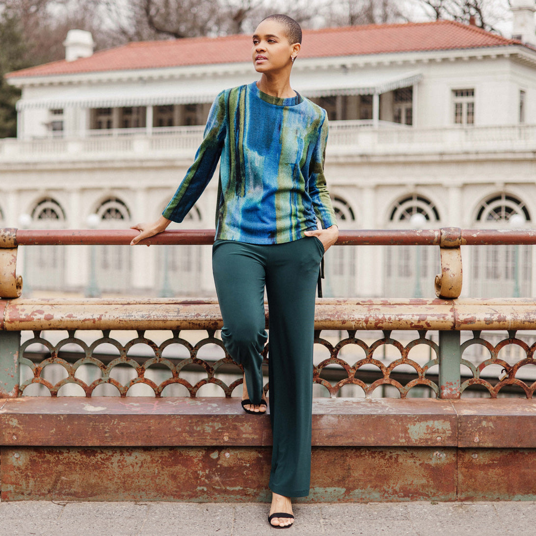 Clara Sunwoo Classic - Lightweight Cozy - Side Pull-Tie Sweater Top - Paint Stroke - Limited Sizes