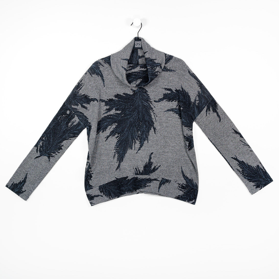 Clara Sunwoo Trending - Lightweight Cozy - Banded Hemline Sweater - Feather Leaf - Final Sale!