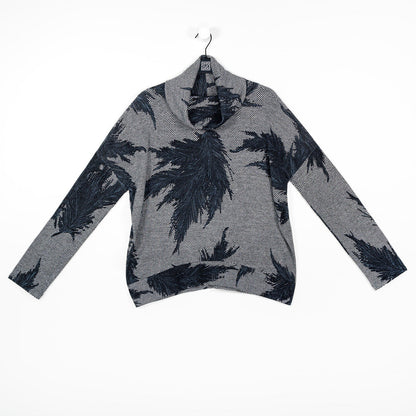 Clara Sunwoo Trending - Lightweight Cozy - Banded Hemline Sweater - Feather Leaf - Final Sale!