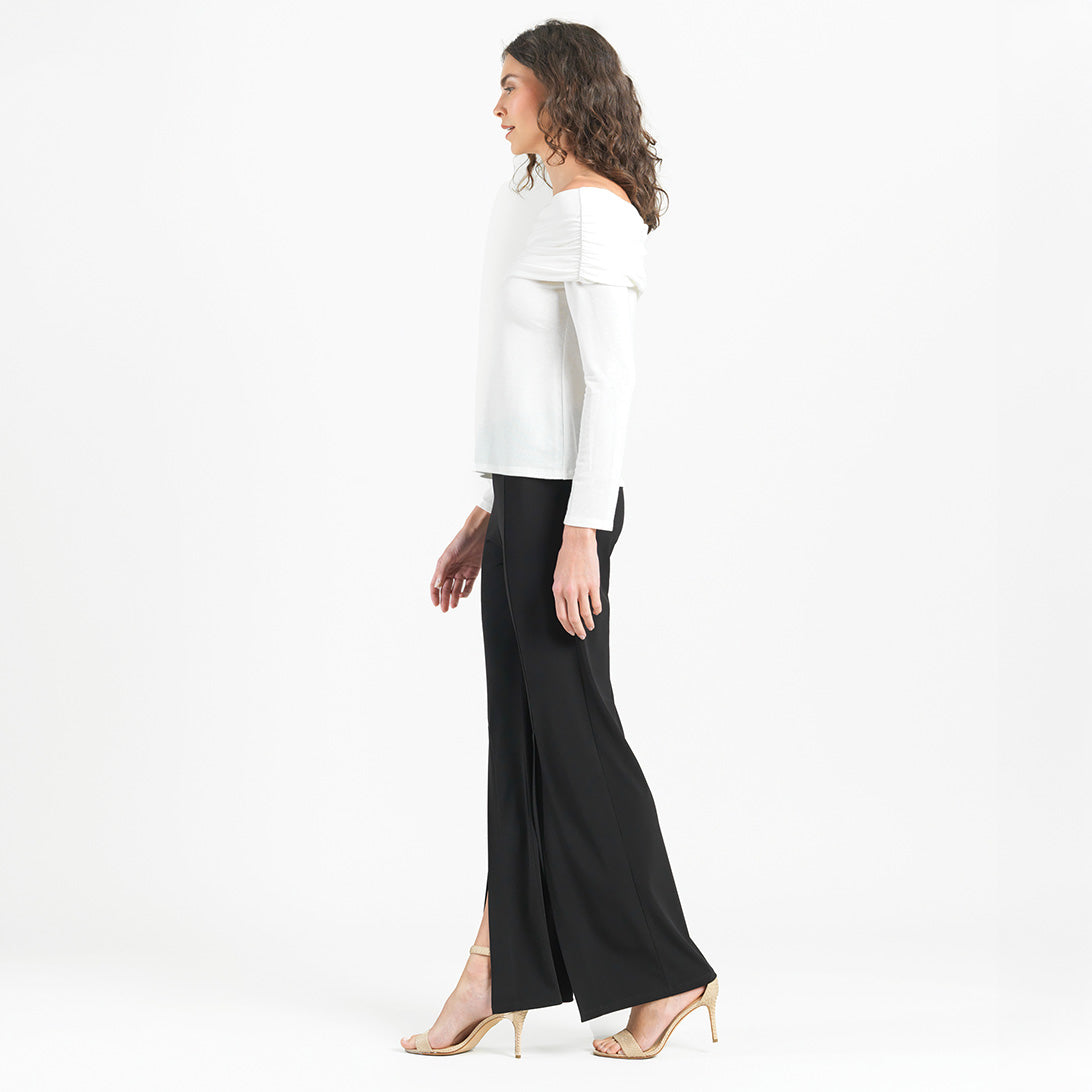 Clara Sunwoo Value - Ultra Cozy - Ruched Off-Shoulder Sweater Top - Ivory - Final Sale