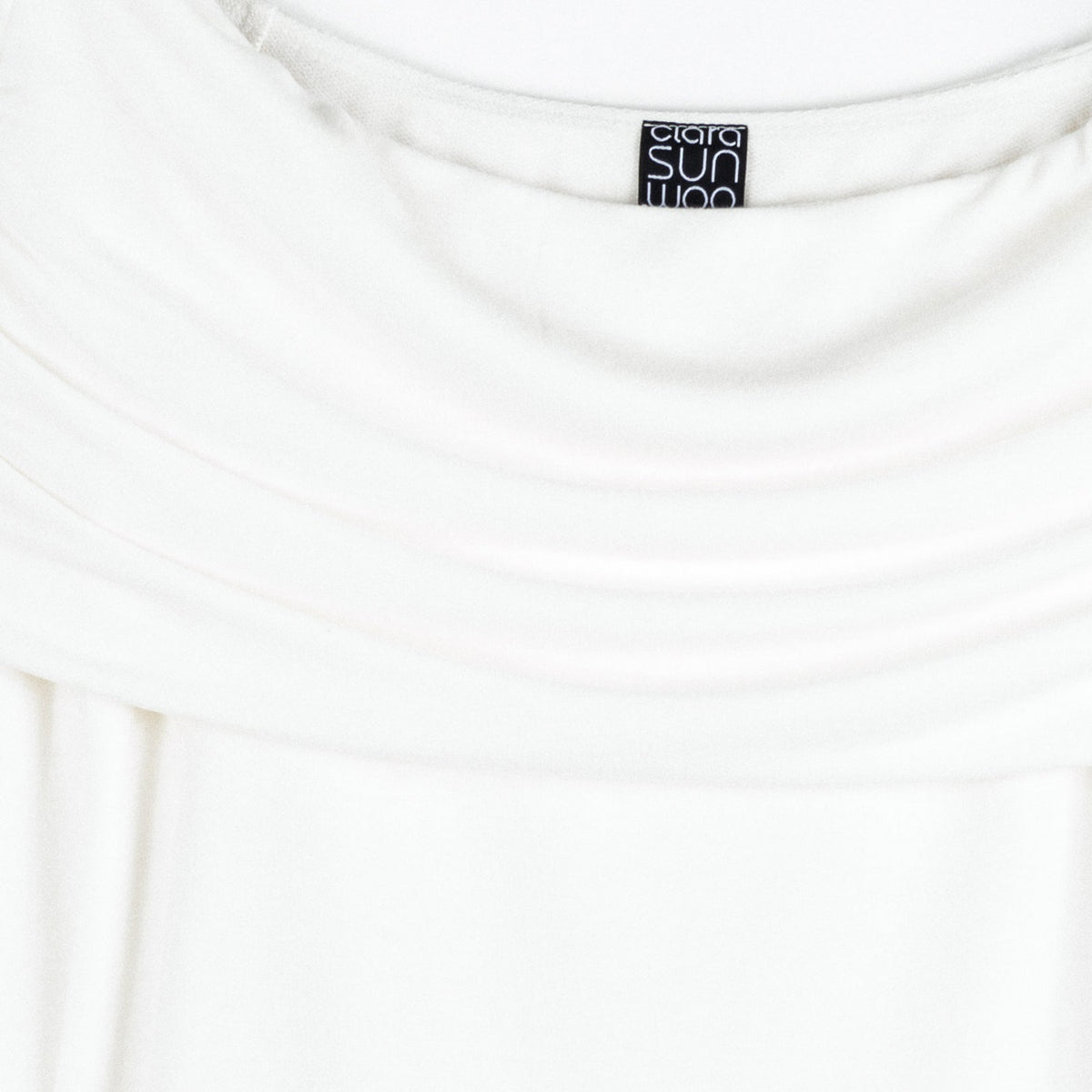 Clara Sunwoo Value - Ultra Cozy - Ruched Off-Shoulder Sweater Top - Ivory - Final Sale