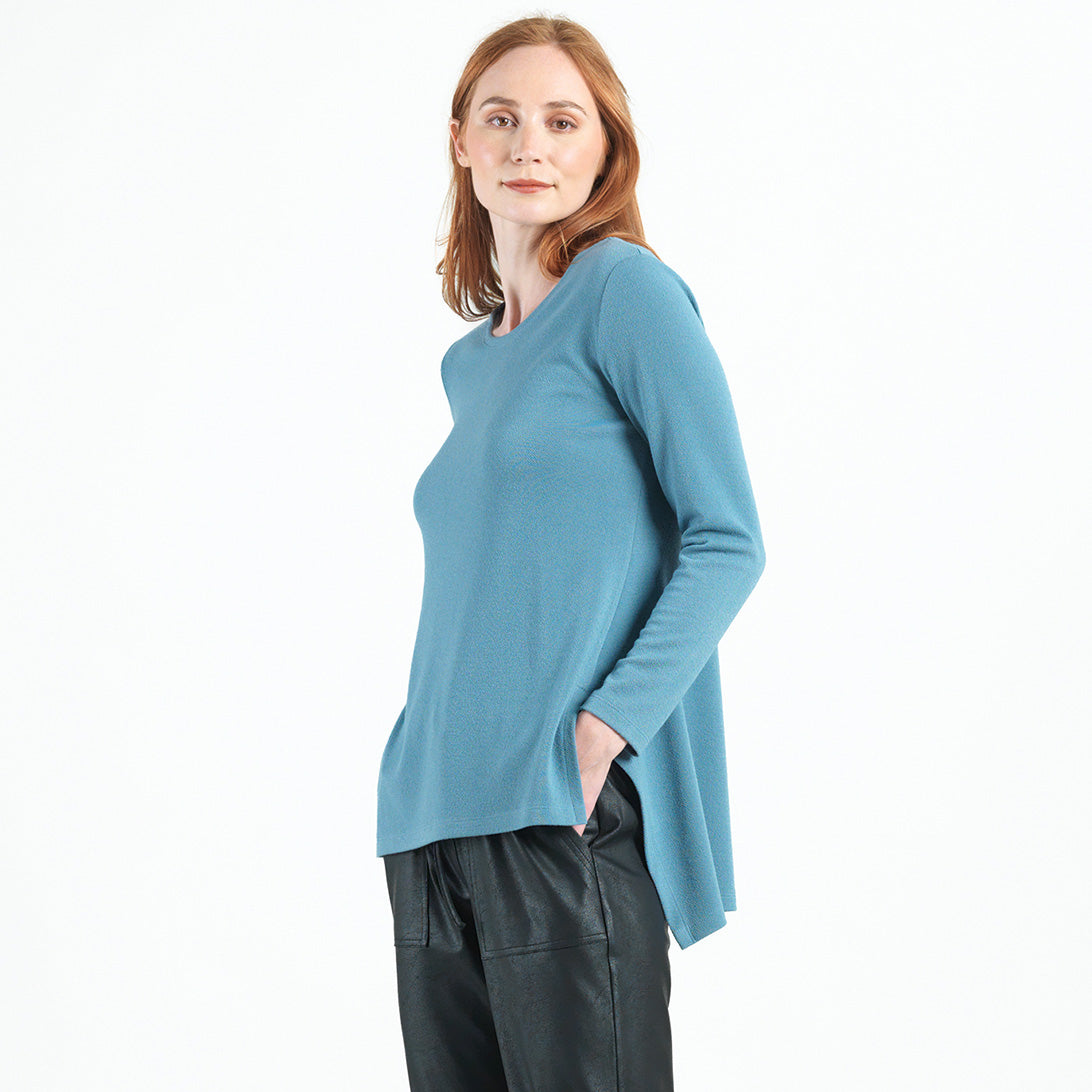 Clara Sunwoo Trusted - French Terry-Like Knit - Parachute Hem Sweater Tunic - Powder Blue - Final Sale!