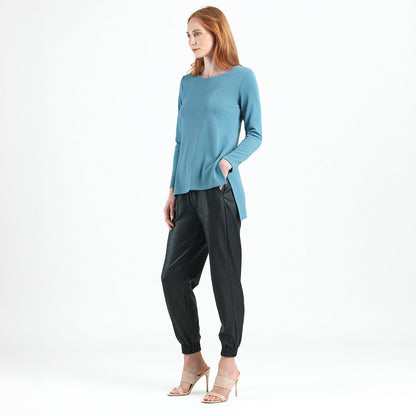 Clara Sunwoo Trusted - French Terry-Like Knit - Parachute Hem Sweater Tunic - Powder Blue - Final Sale!