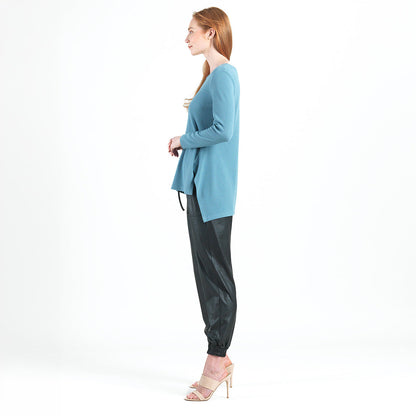 Clara Sunwoo Trusted - French Terry-Like Knit - Parachute Hem Sweater Tunic - Powder Blue - Final Sale!