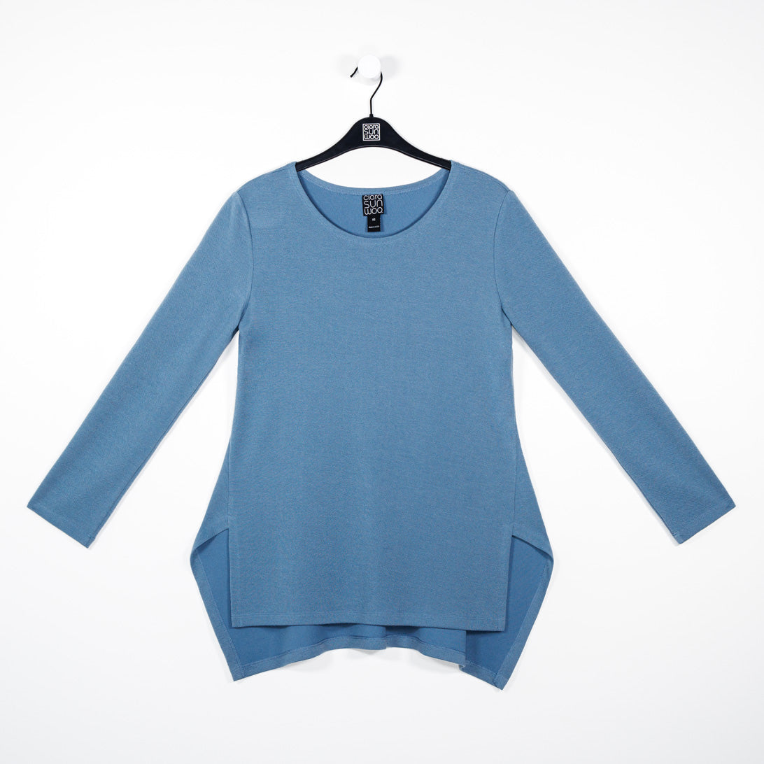 Clara Sunwoo Trusted - French Terry-Like Knit - Parachute Hem Sweater Tunic - Powder Blue - Final Sale!