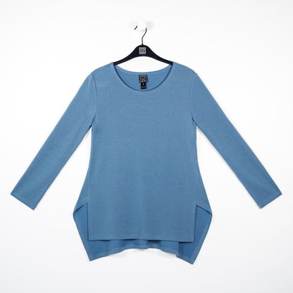 Clara Sunwoo Trusted - French Terry-Like Knit - Parachute Hem Sweater Tunic - Powder Blue - Final Sale!
