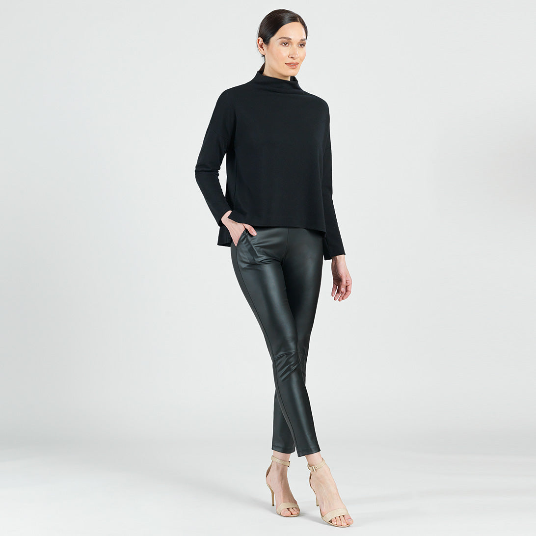 Clara Sunwoo Value - French Terry-Like Knit - Funnel Neck Sweater Top - Black - Final Sale!