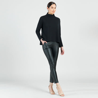 Clara Sunwoo Value - French Terry-Like Knit - Funnel Neck Sweater Top - Black - Final Sale!