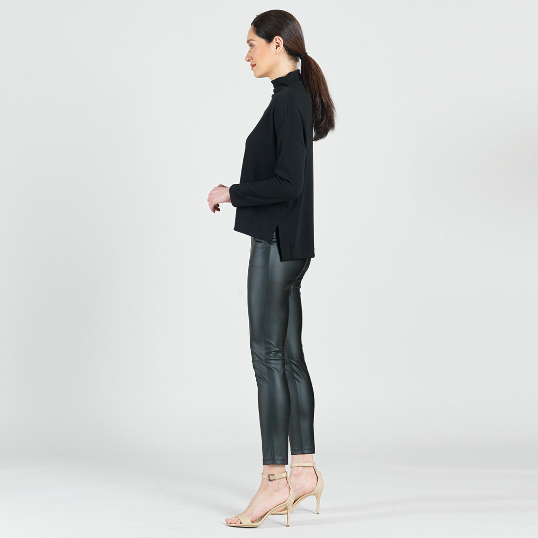Clara Sunwoo Value - French Terry-Like Knit - Funnel Neck Sweater Top - Black - Final Sale!