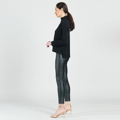 Clara Sunwoo Value - French Terry-Like Knit - Funnel Neck Sweater Top - Black - Final Sale!