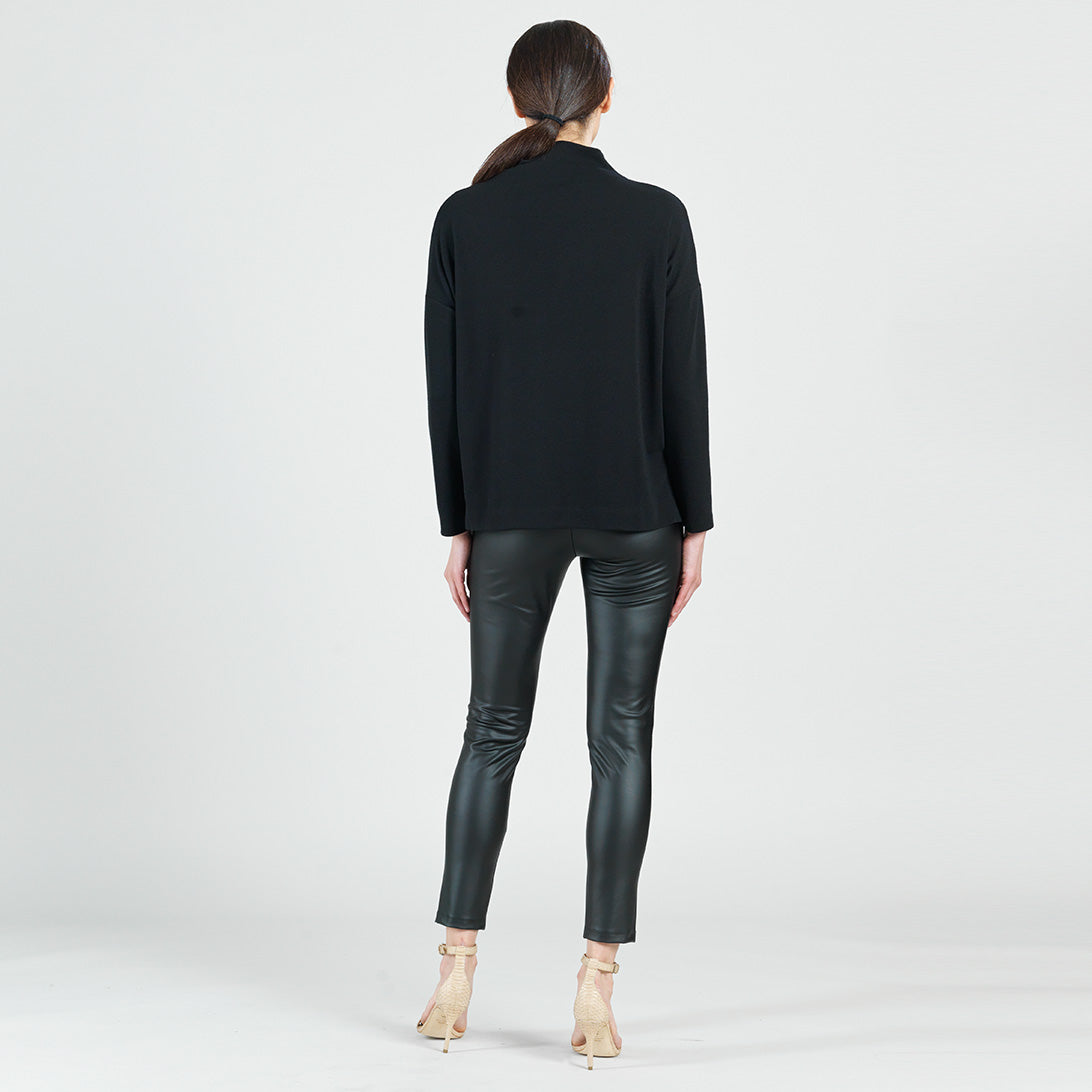 Clara Sunwoo Value - French Terry-Like Knit - Funnel Neck Sweater Top - Black - Final Sale!