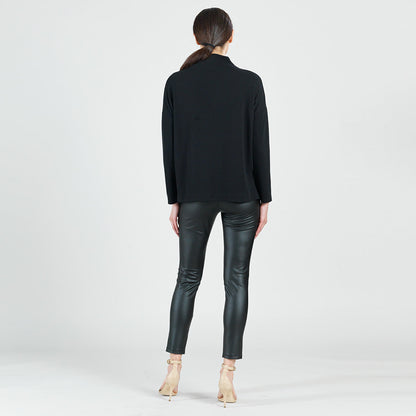 Clara Sunwoo Value - French Terry-Like Knit - Funnel Neck Sweater Top - Black - Final Sale!