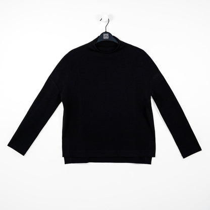 Clara Sunwoo Value - French Terry-Like Knit - Funnel Neck Sweater Top - Black - Final Sale!