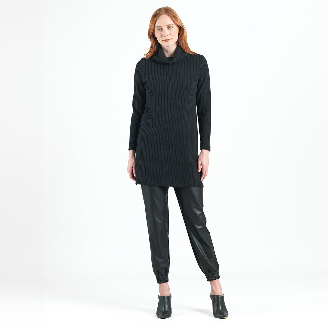Clara Sunwoo Special Offer - Chunky Ribbed - Cowl Turtleneck Sweater Tunic - Black - Final Sale!