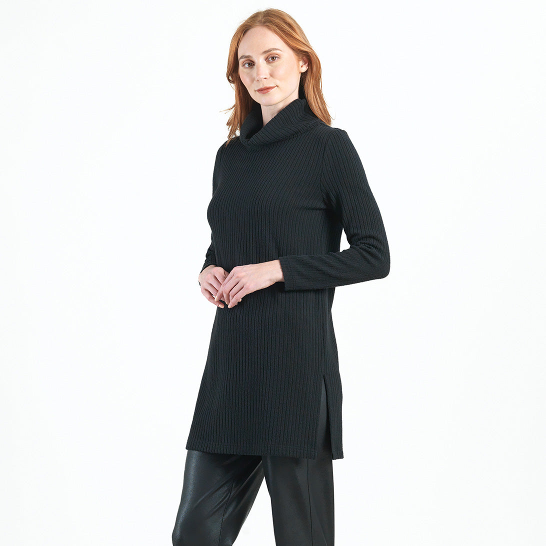 Clara Sunwoo Special Offer - Chunky Ribbed - Cowl Turtleneck Sweater Tunic - Black - Final Sale!