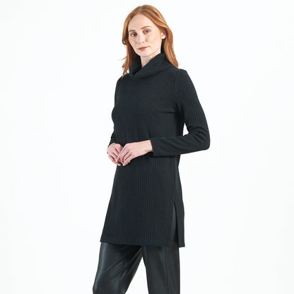Clara Sunwoo Special Offer - Chunky Ribbed - Cowl Turtleneck Sweater Tunic - Black - Final Sale!