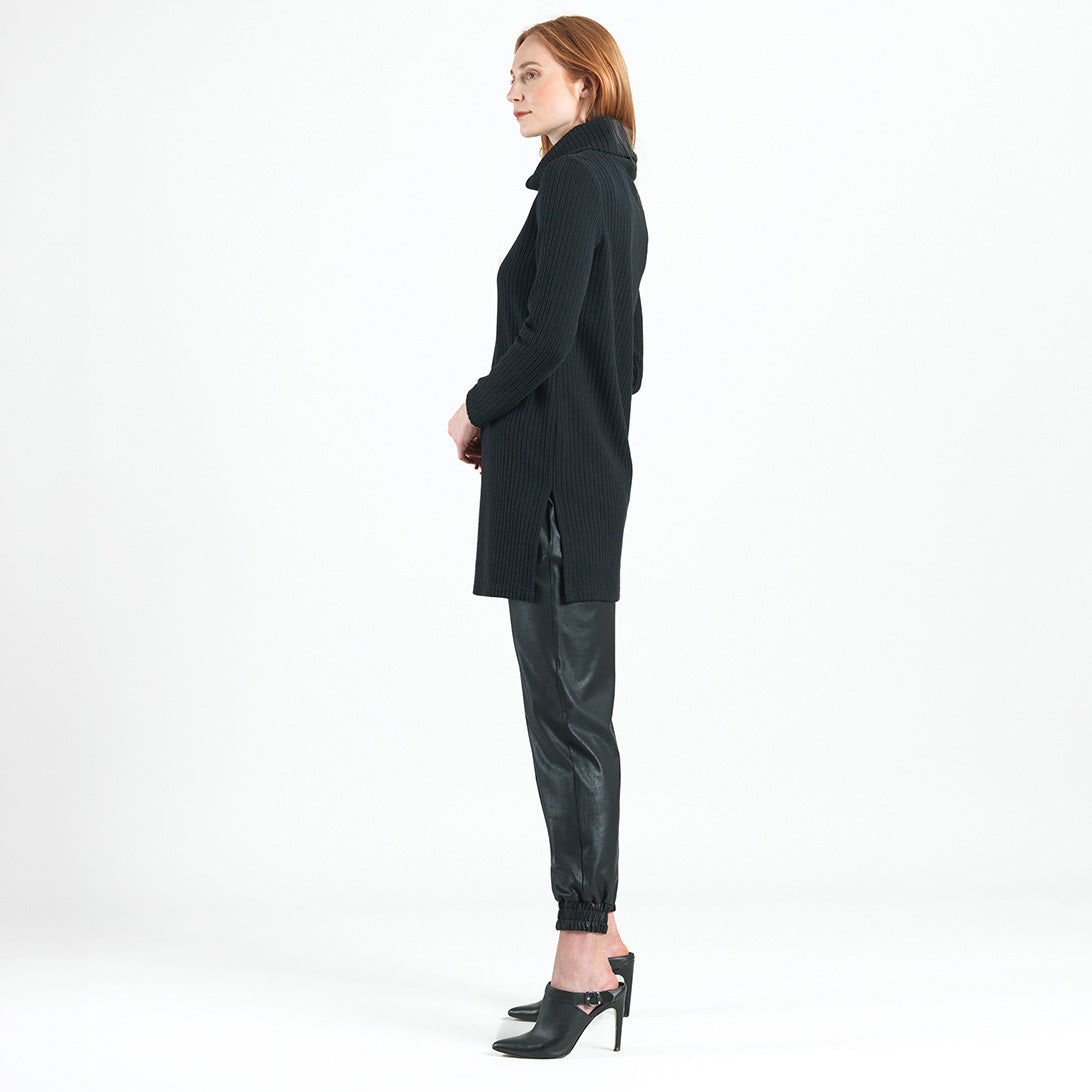 Clara Sunwoo Special Offer - Chunky Ribbed - Cowl Turtleneck Sweater Tunic - Black - Final Sale!