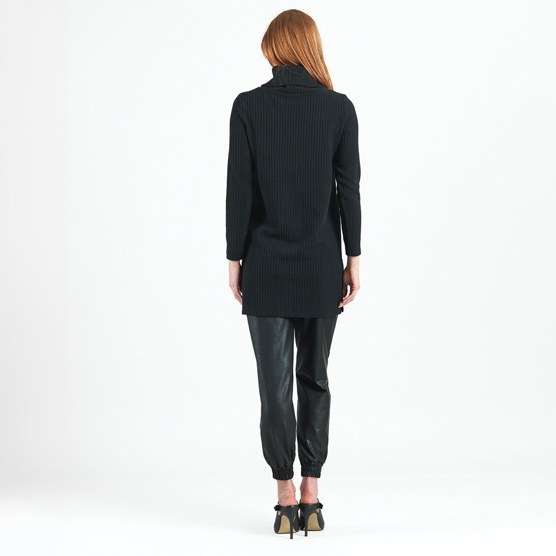 Clara Sunwoo Special Offer - Chunky Ribbed - Cowl Turtleneck Sweater Tunic - Black - Final Sale!