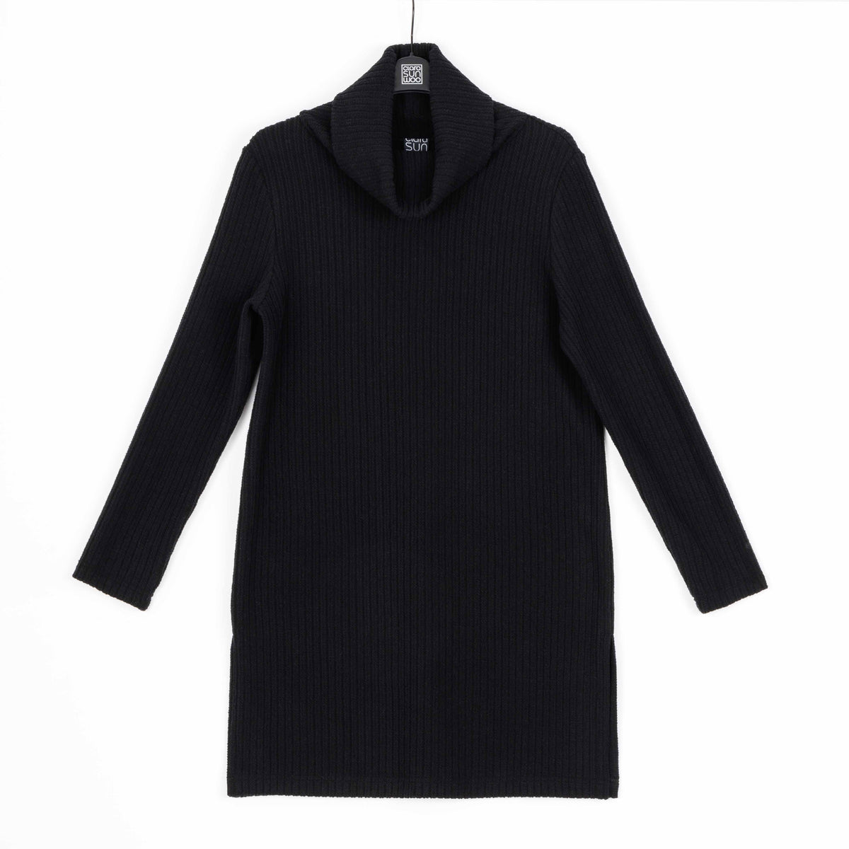 Clara Sunwoo Special Offer - Chunky Ribbed - Cowl Turtleneck Sweater Tunic - Black - Final Sale!