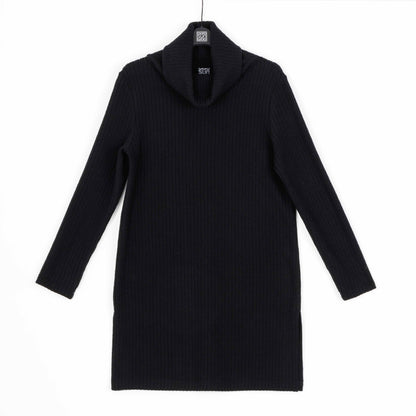 Clara Sunwoo Special Offer - Chunky Ribbed - Cowl Turtleneck Sweater Tunic - Black - Final Sale!