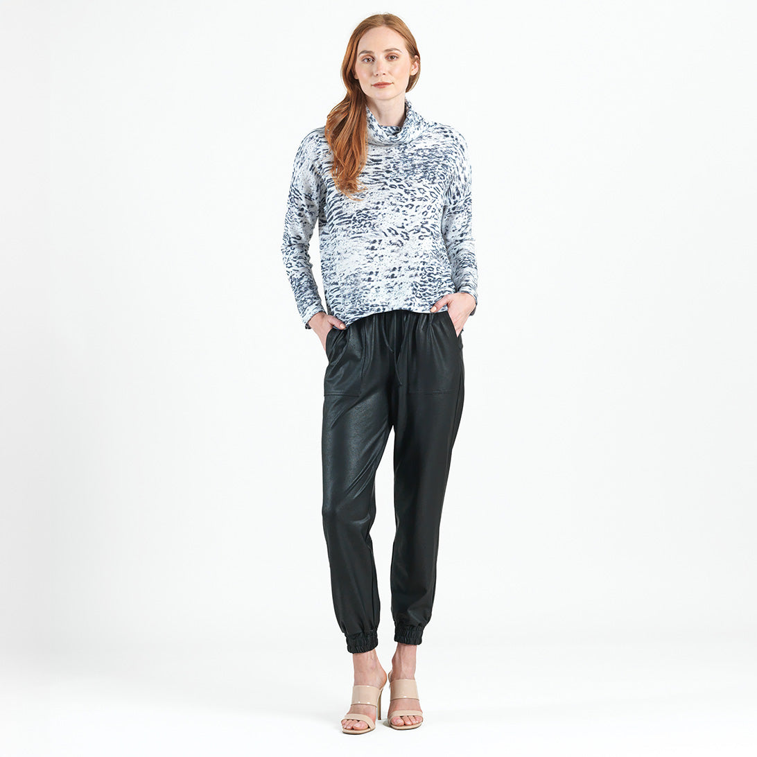Clara Sunwoo Premium - Cozy Shimmer - Tipped Hem Sweater - Snow Leopard - Final Sale!