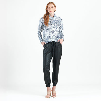 Clara Sunwoo Premium - Cozy Shimmer - Tipped Hem Sweater - Snow Leopard - Final Sale!