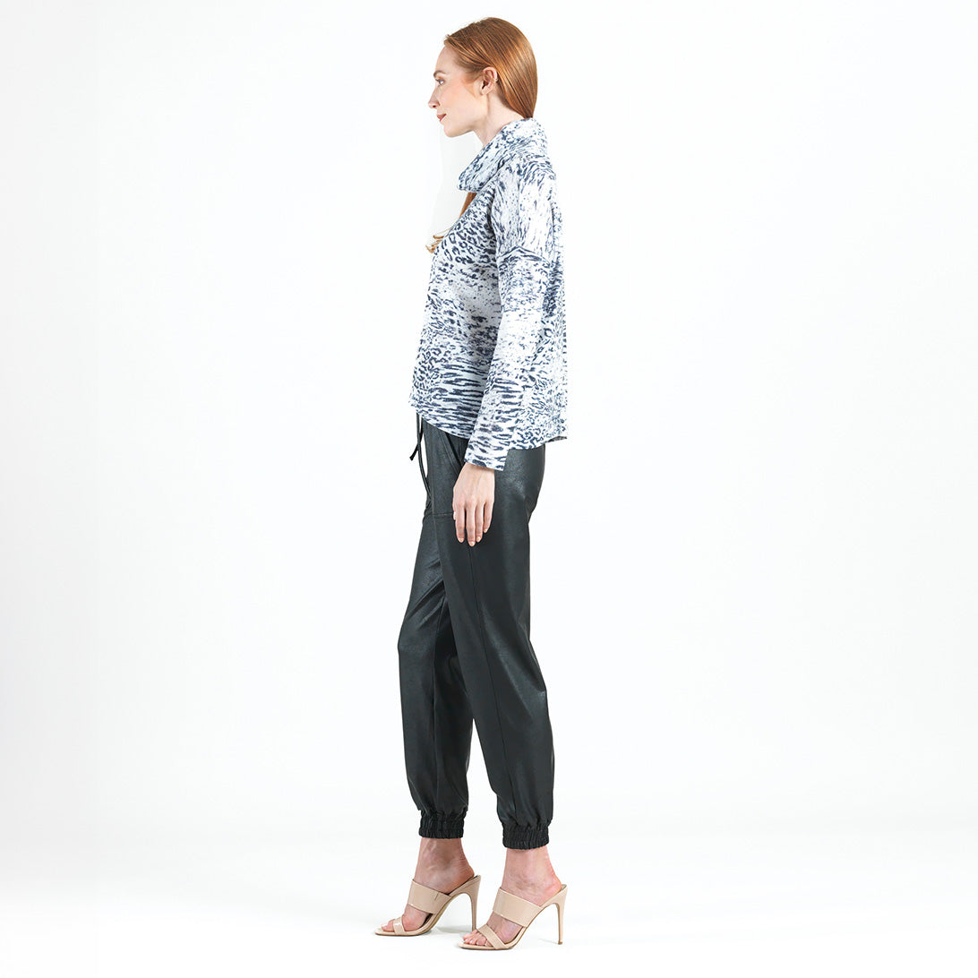 Clara Sunwoo Premium - Cozy Shimmer - Tipped Hem Sweater - Snow Leopard - Final Sale!