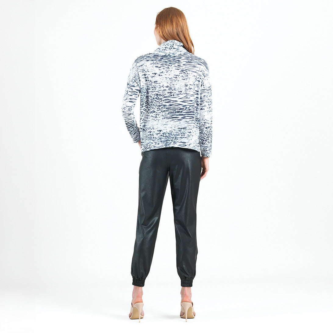 Clara Sunwoo Premium - Cozy Shimmer - Tipped Hem Sweater - Snow Leopard - Final Sale!