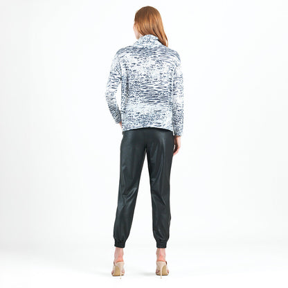 Clara Sunwoo Premium - Cozy Shimmer - Tipped Hem Sweater - Snow Leopard - Final Sale!