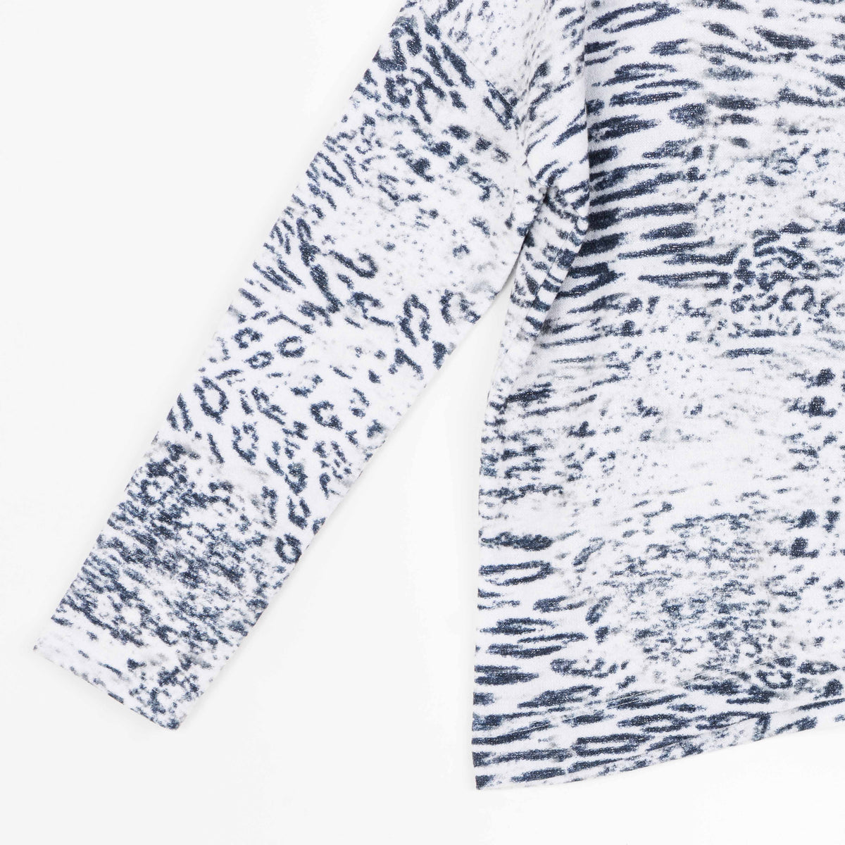 Clara Sunwoo Premium - Cozy Shimmer - Tipped Hem Sweater - Snow Leopard - Final Sale!