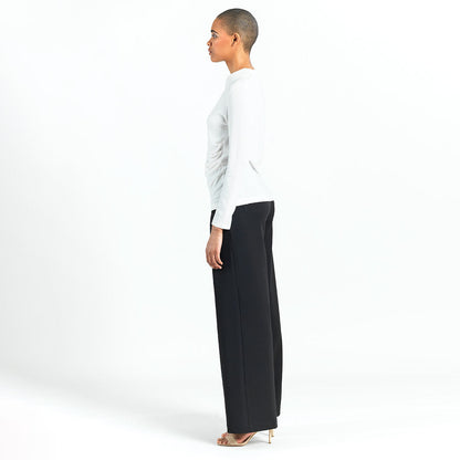 Clara Sunwoo Everyday - Ultra Cozy - Draped Neck Side Ruched Sweater Top - Ivory - Final Sale!