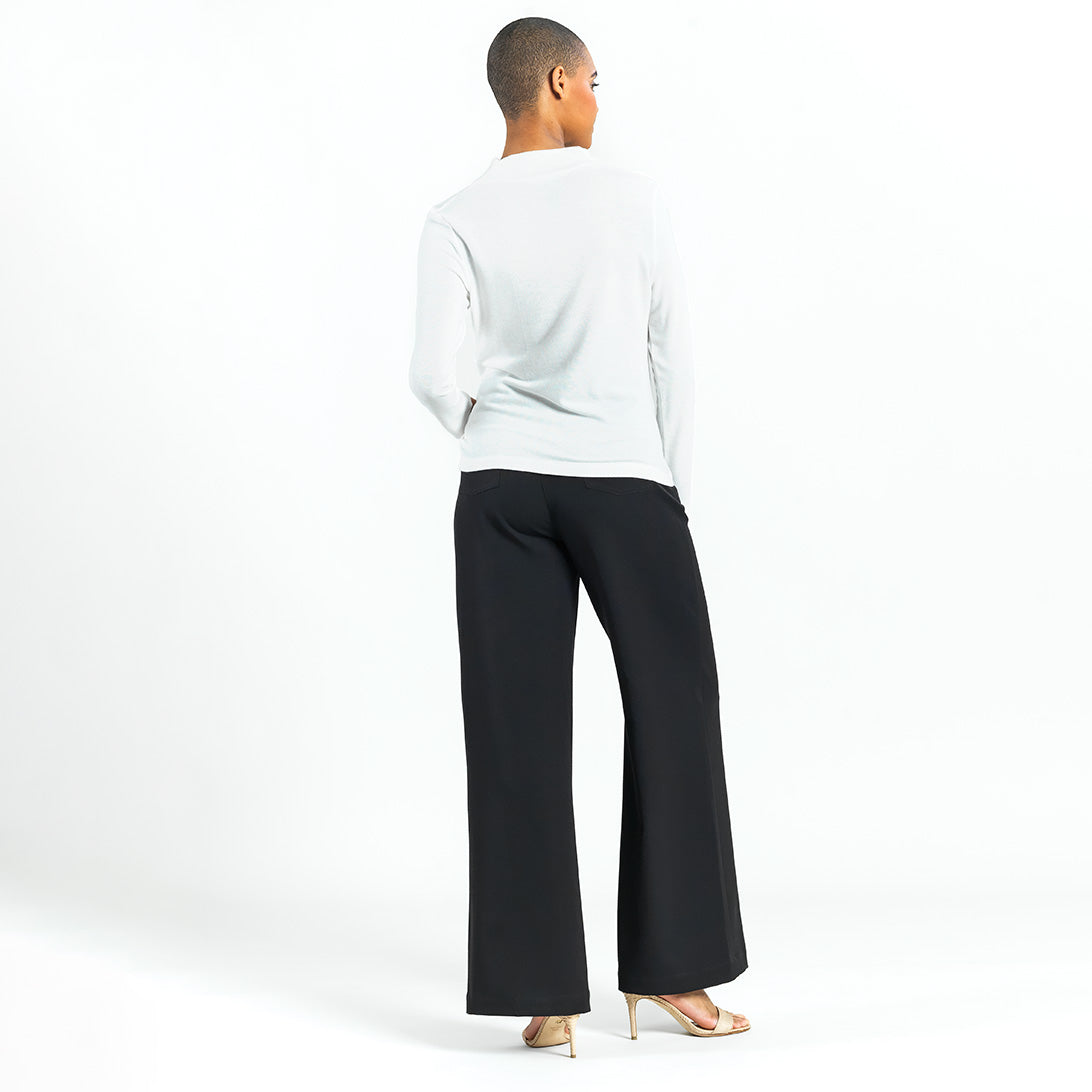 Clara Sunwoo Everyday - Ultra Cozy - Draped Neck Side Ruched Sweater Top - Ivory - Final Sale!