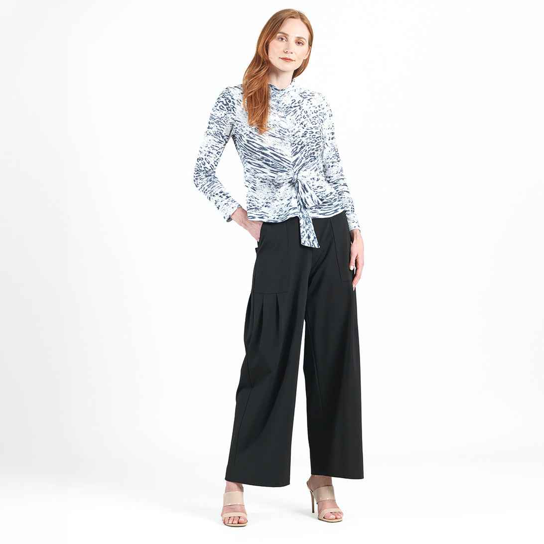 Clara Sunwoo Recommended - Cozy Shimmer - Center Front Tie Sweater Top - Snow Leopard - Final Sale!