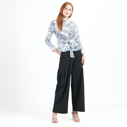 Clara Sunwoo Recommended - Cozy Shimmer - Center Front Tie Sweater Top - Snow Leopard - Final Sale!