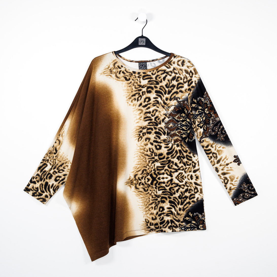 Clara Sunwoo Deals - Cozy Knit - Poncho Sleeve Sweater Tunic - Animal Ombré - Final Sale!