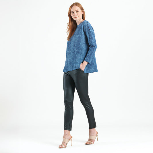 Clara Sunwoo Best Seller - Cozy Texture - Vented Sweater Tunic - Denim Print - Final Sale!