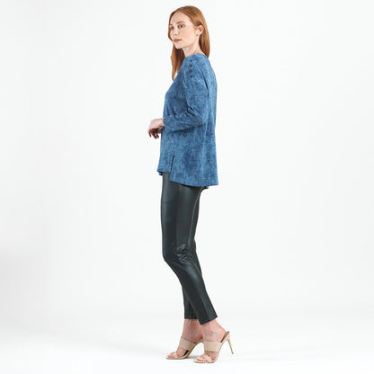 Clara Sunwoo Best Seller - Cozy Texture - Vented Sweater Tunic - Denim Print - Final Sale!