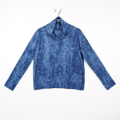 Clara Sunwoo Great Value - Cozy Texture - Banded Hemline Sweater - Denim Print - Final Sale!