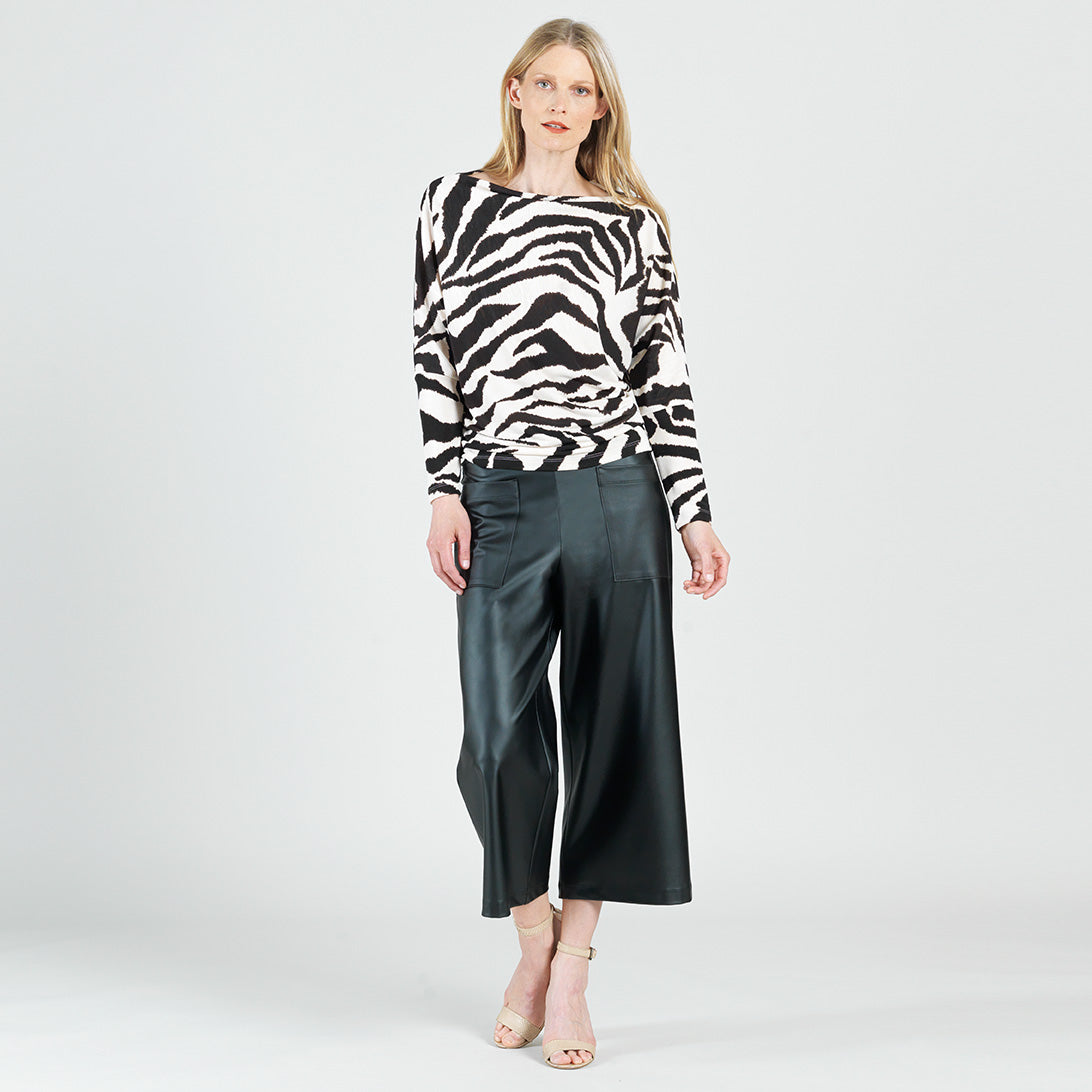 Clara Sunwoo Special Offer - Cozy Knit - Boat Neck Side Ruched Sweater - Zebra - Final Sale